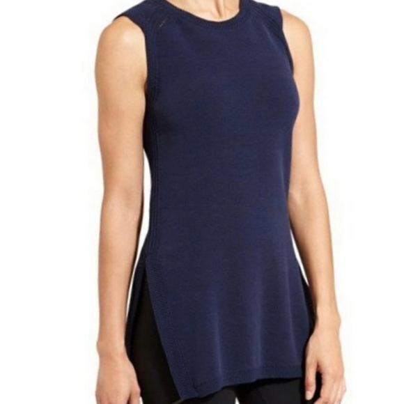 Athleta Navy Blue Sleeveless Side Slit Tunic Size XXS - Picture 2 of 10